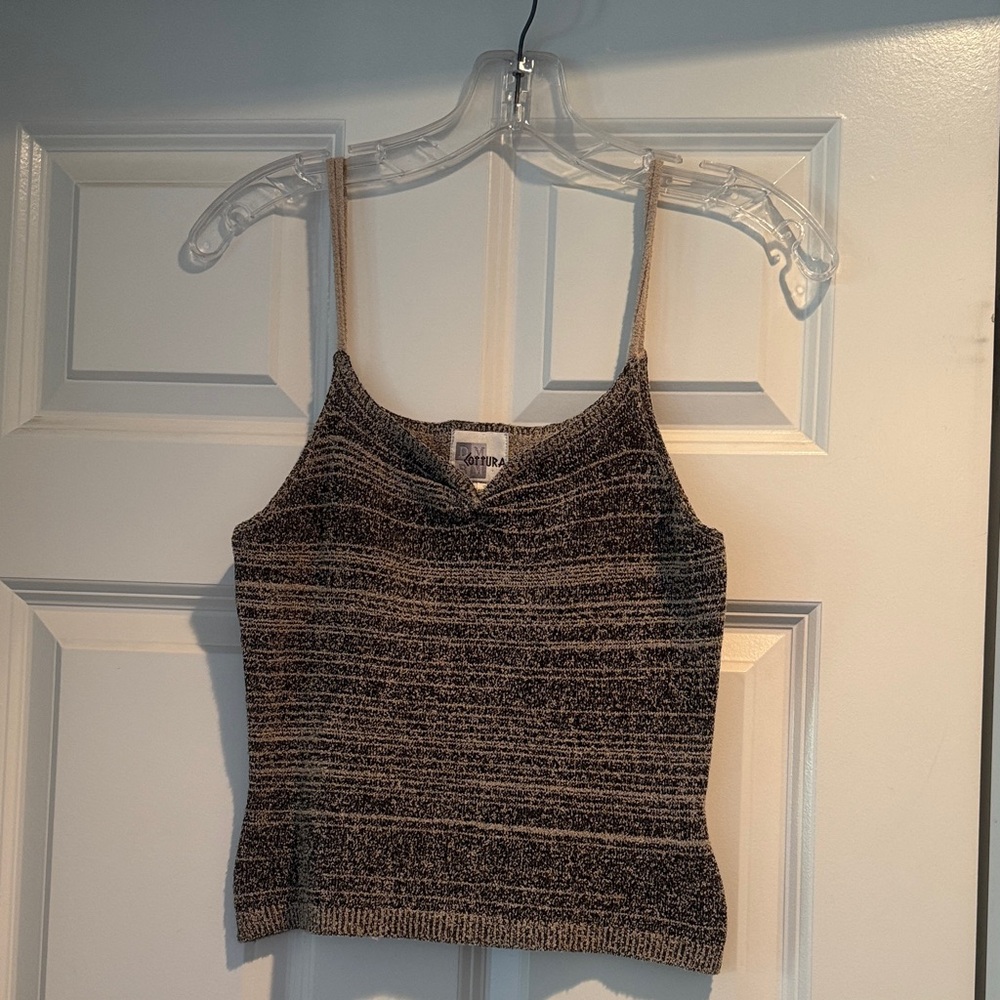 Brown and Gold Ribbed Sleeveless Camisole